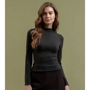 ($10) Lettuce Trim Mock Neck Knit Top